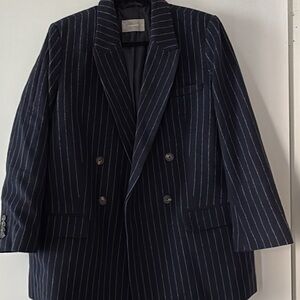 Everlane Navy Striped Oversized Blazer
